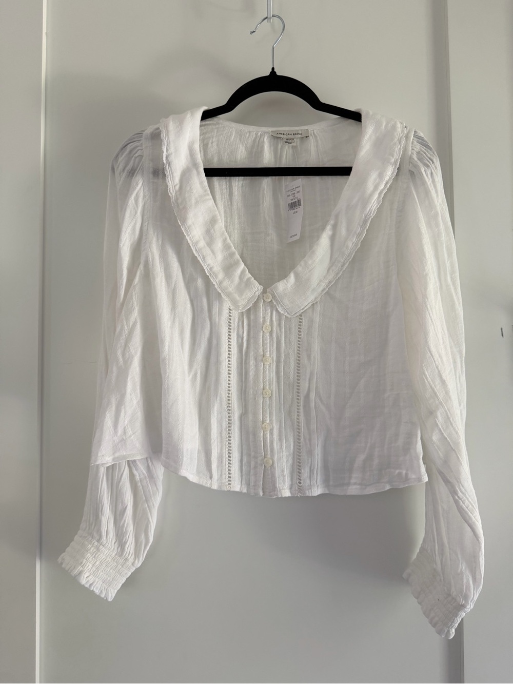 NWT / AE Chelsea Collar Button-Up Blouse in White